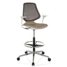 Beige Counter chair TOP WORK STYLE with mesh backrest and foot ring on castors by hjh OFFICE