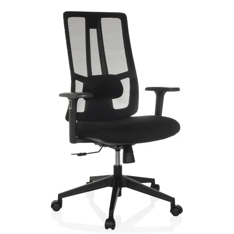 Black Professional Office Chair TRAMORE BASE with mesh backrest and armrests by hjh OFFICE