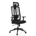 Black Professional Office Chair TRAMORE with mesh backrest, headrest and armrests by hjh OFFICE