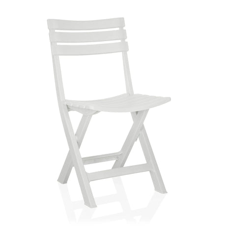 White Outdoor chair TRAVANO in folding form with slat structure by hjh LIVING