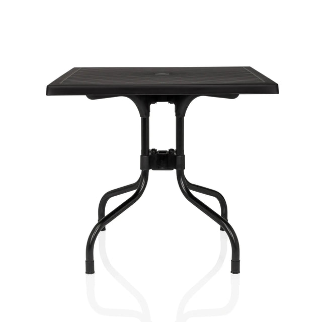 Black Folding table TRAVANO T1 with square top and curved frame by hjh LIVING