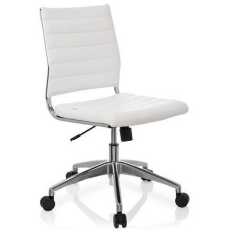 Professional Office Chair TRISHA with white upholstery and chrome base by hjh OFFICE