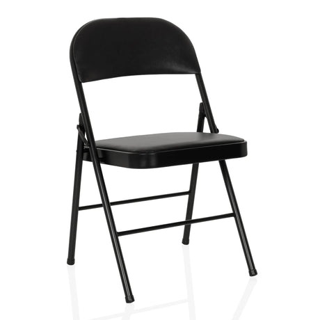 Black Folding chair TUDELA H with faux leather cover and black frame by hjh OFFICE