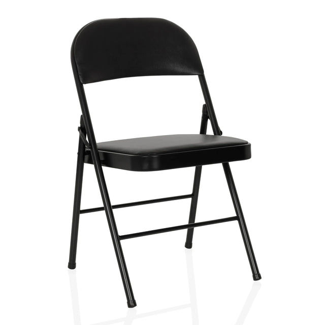 Black Folding chair TUDELA H with faux leather cover and black frame by hjh OFFICE