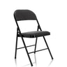 Folding chair TUDELA I with dark grey velvet fabric cover and black frame by hjh OFFICE