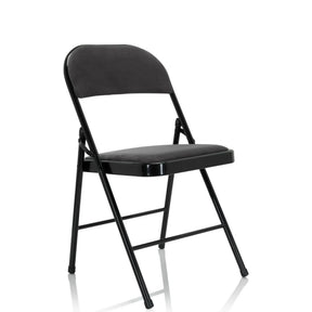Folding chair TUDELA I with dark grey velvet fabric cover and black frame by hjh OFFICE
