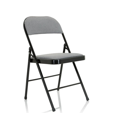 Light grey Folding chair TUDELA II with fabric cover and black metal frame by hjh OFFICE