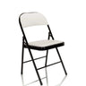 White Folding chair TUDELA with faux leather cover and black metal frame by hjh OFFICE