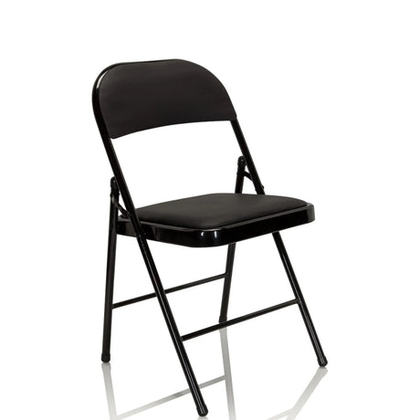 Black folding chair TUDELA with faux leather upholstery and metal frame by hjh OFFICE