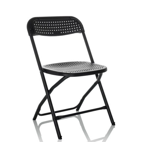Black Outdoor chair TUDELA XXL PRO with perforated seat and backrest by hjh OFFICE