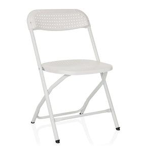 White Outdoor chair TUDELA XXL PRO W with perforated seat and backrest by hjh OFFICE