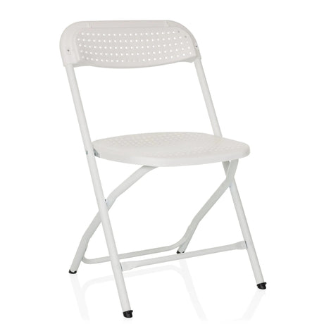 White Outdoor chair TUDELA XXL PRO W with perforated seat and backrest by hjh OFFICE