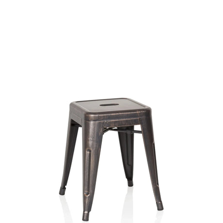 Black and gold Bistro stool VANTAGGIO made of metal with a square seat by hjh OFFICE