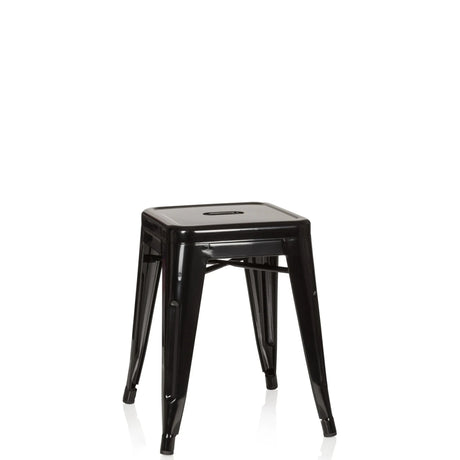Black Bistro stool VANTAGGIO made of glossy metal with a square seat by hjh OFFICE