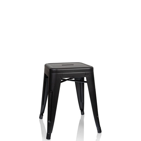 Black, matte Bistro stool VANTAGGIO with a square seat and sturdy legs by hjh OFFICE