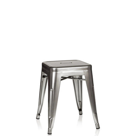 Platinum-coloured Bistro stool VANTAGGIO made of metal with a square seat by hjh OFFICE