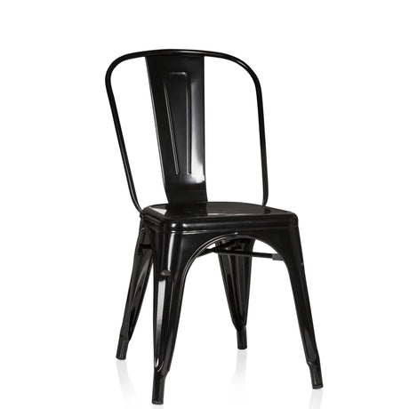 Black Bistro chair VANTAGGIO COMFORT made of glossy metal with a high backrest by hjh OFFICE