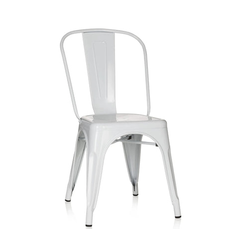White metal Bistro chair VANTAGGIO COMFORT with rounded backrest edges by hjh OFFICE