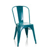 Petrol blue Bistro chair VANTAGGIO COMFORT made of metal with a curved backrest by hjh OFFICE