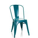 Petrol blue Bistro chair VANTAGGIO COMFORT made of metal with a curved backrest by hjh OFFICE