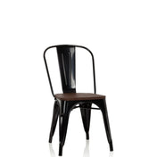 Black Bistro chair VANTAGGIO COMFORT W with dark wooden seat and metal frame by hjh OFFICE