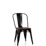 Black Bistro chair VANTAGGIO COMFORT W with dark wooden seat and metal frame by hjh OFFICE