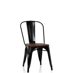 Black Bistro chair VANTAGGIO COMFORT W with dark wooden seat and metal frame by hjh OFFICE