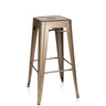 Champagne-coloured metal bar stool VANTAGGIO HIGH with a square seat by hjh OFFICE