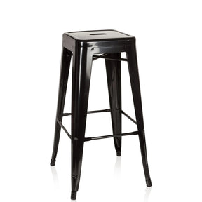 Black metal Bar stool VANTAGGIO HIGH with square seat and footrests by hjh OFFICE