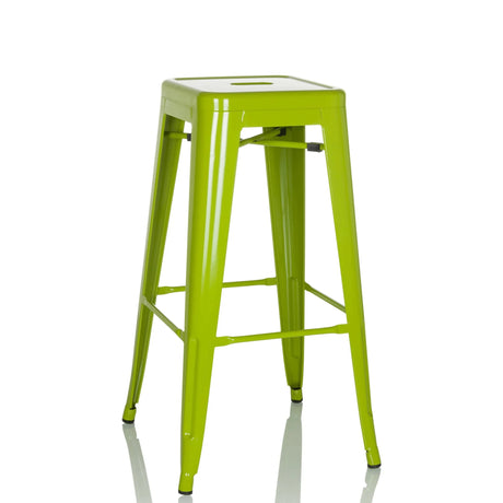 Green Bar stool VANTAGGIO HIGH made of metal with a glossy surface and footrests by hjh OFFICE