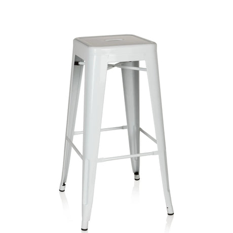 White metal Bar stool VANTAGGIO HIGH with four legs and footrests by hjh OFFICE
