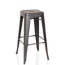 Black and gold metal Bar stool VANTAGGIO HIGH with square seat by hjh OFFICE