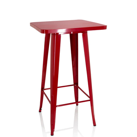Red Bar table VANTAGGIO HIGH T with square top and four legs by hjh OFFICE