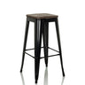 Bar stool VANTAGGIO HIGH WS with black metal frame and dark wooden seat by hjh OFFICE