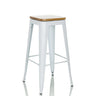 White Bar stool VANTAGGIO HIGH WS with square wooden seat and metal frame by hjh OFFICE