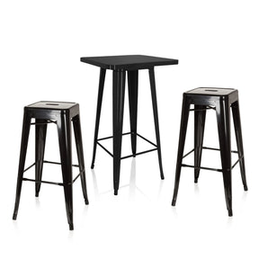 Black Bar Table Set Vantaggio Set with a square high table and two matching bar stools by hjh OFFICE