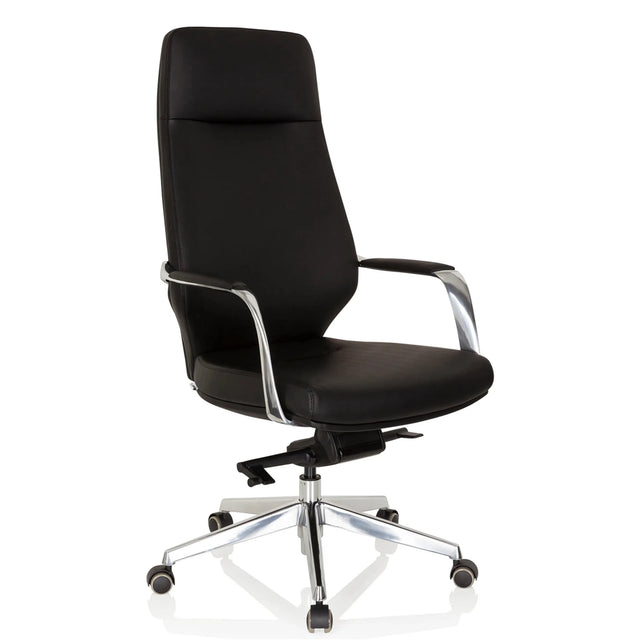 Black Professional Executive Chair VELVET with glossy aluminium armrests and star base by hjh OFFICE