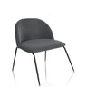 Grey Upholstered chair VELVO with rounded backrest and slim black metal legs by hjh OFFICE