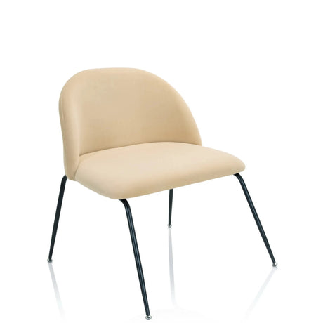 Beige upholstered chair VELVO with rounded backrest and black metal legs by hjh OFFICE
