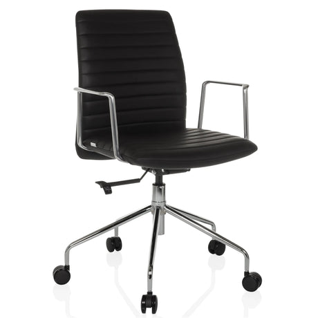 Luxury Executive Chair VEMONA 30 with black upholstery, chrome armrests and a five-star base on castors by hjh OFFICE