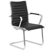 Black Cantilever chair VEMONA V with horizontal quilting and chrome frame by hjh OFFICE