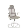 Home Office Chair VENDO W in grey with mesh backrest and white base by hjh OFFICE