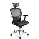 High End Office Chair VENUS ONE in black and silver grey with mesh cover and headrest by hjh OFFICE