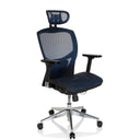 High End Office Chair VENUS ONE with blue mesh cover, headrest and silver base by hjh OFFICE