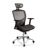 High End Office Chair VENUS ONE in black and silver grey with mesh cover and headrest by hjh OFFICE