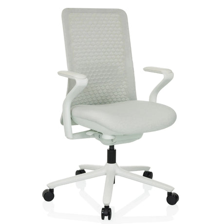 High End Office Chair VERVIO in light grey with mesh backrest and caster base by hjh OFFICE