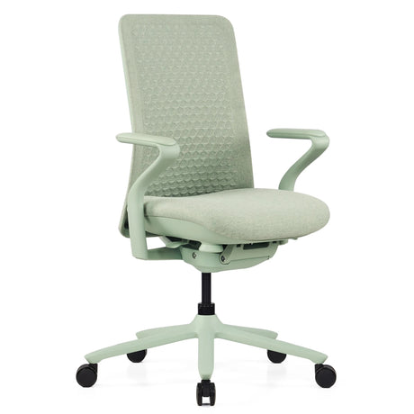 High End Office Chair VERVIO in sage green with mesh backrest and armrests by hjh OFFICE
