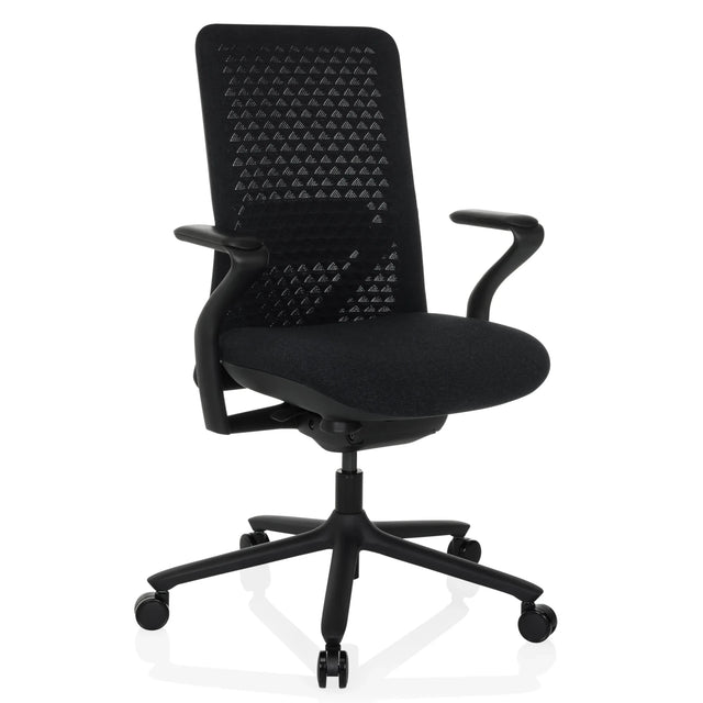 High End Office Chair VERVIO in black with mesh backrest and armrests by hjh OFFICE