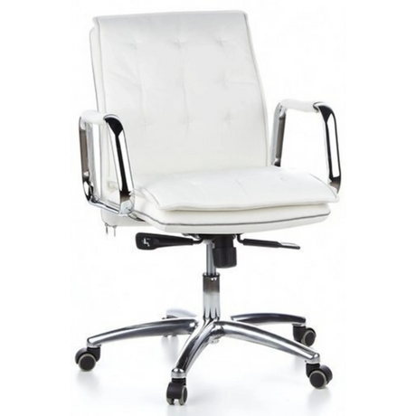 Professional Executive Chair VILLA 10 in cream white with quilted upholstery and chrome frame by hjh OFFICE