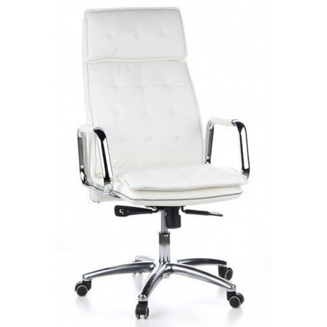 Professional Executive Chair VILLA 20 in cream white with quilted upholstery and chrome base by hjh OFFICE
